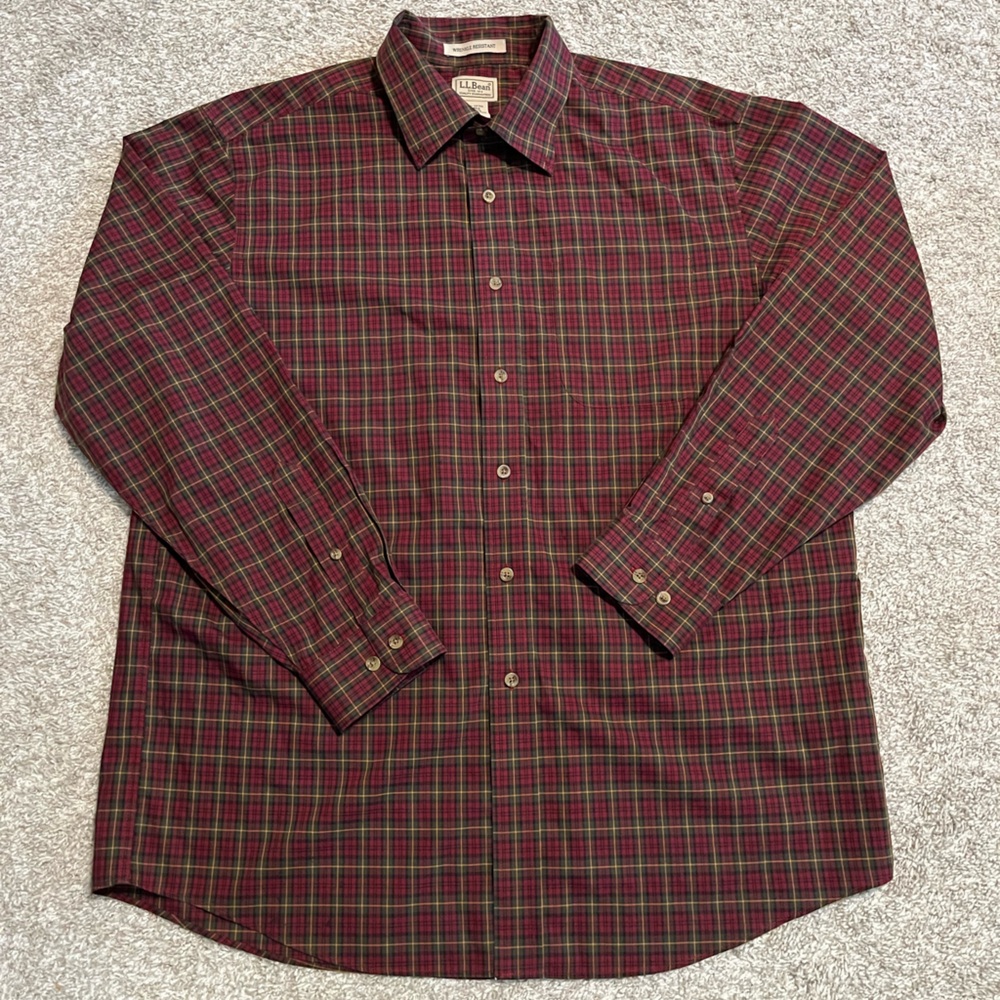 L.L. BEAN Men's Casual Plaid Long Sleeve Shirt